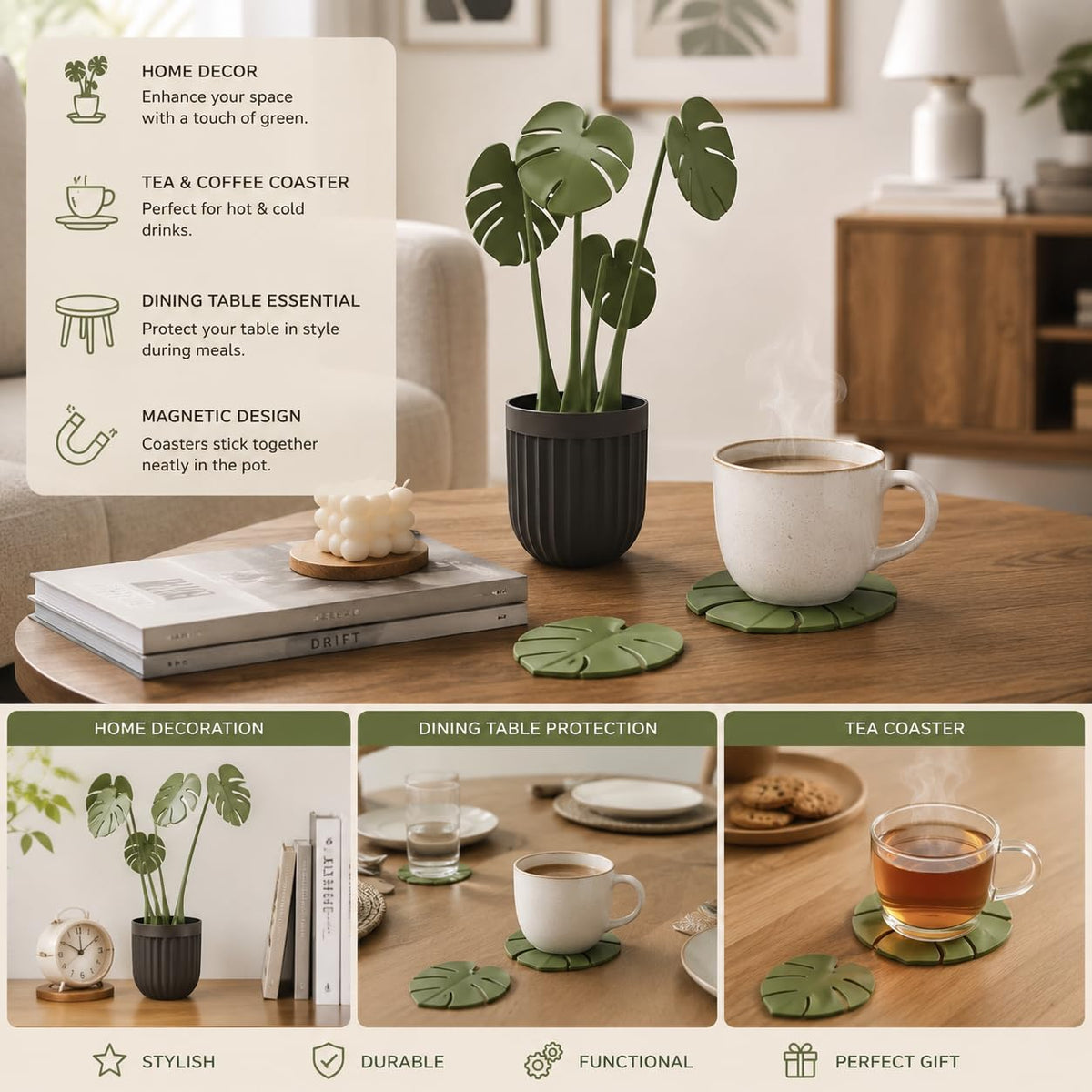Magnetic Leaf Coaster Set