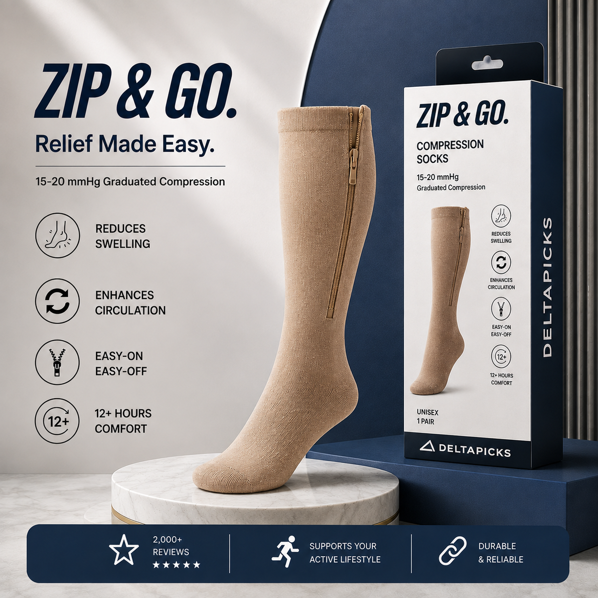 Zipper Compression Socks