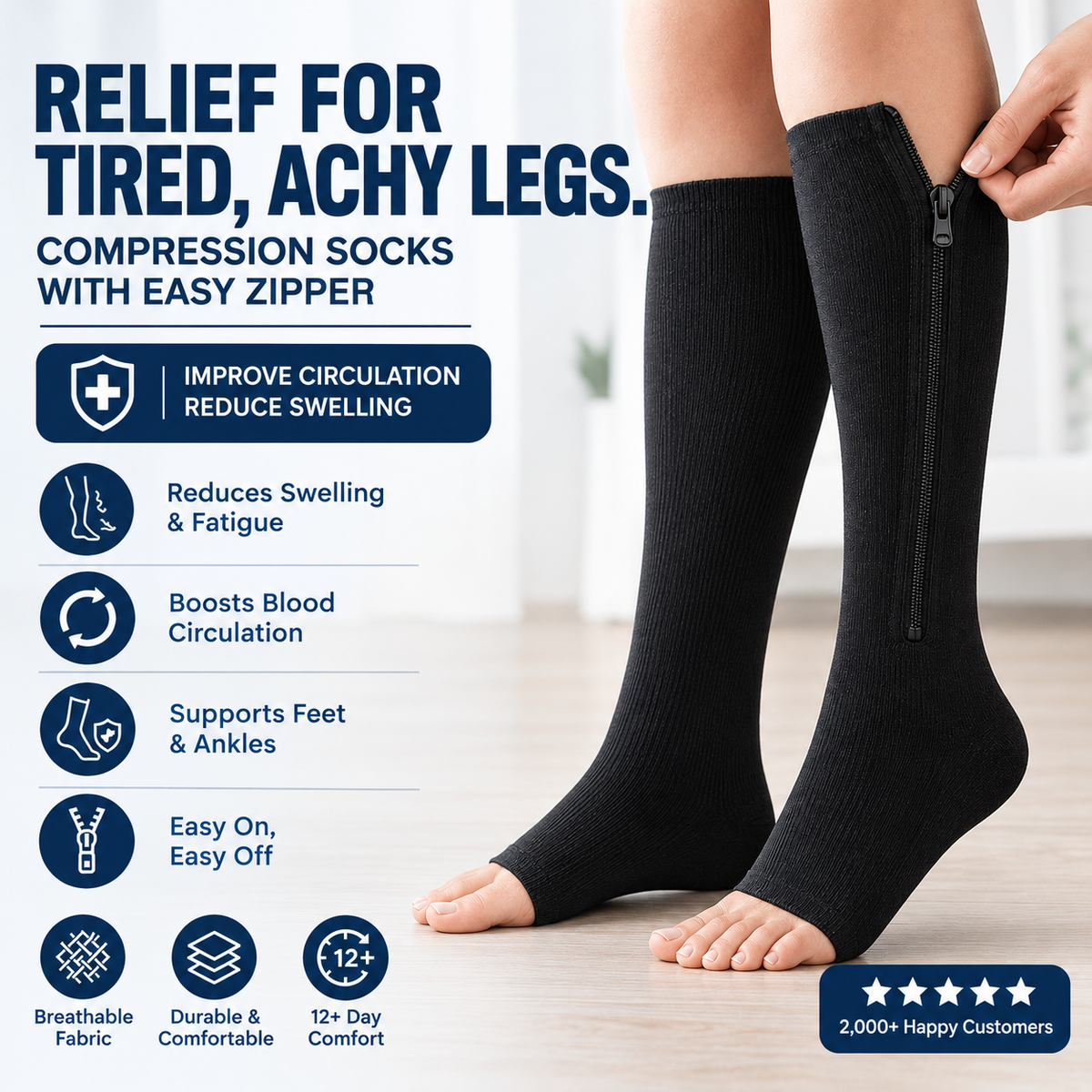 Zipper Compression Socks