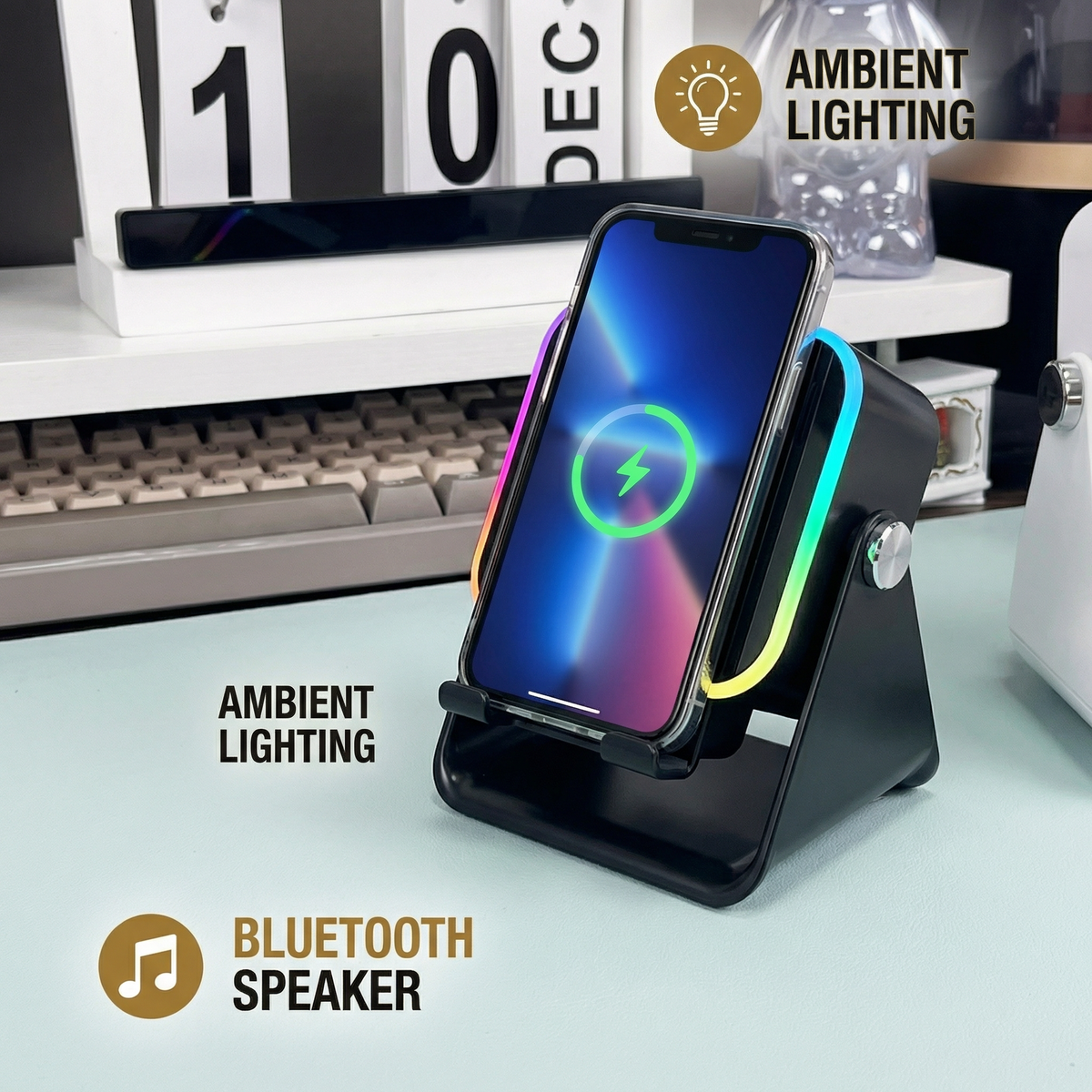 Induction Speaker with Phone Stand